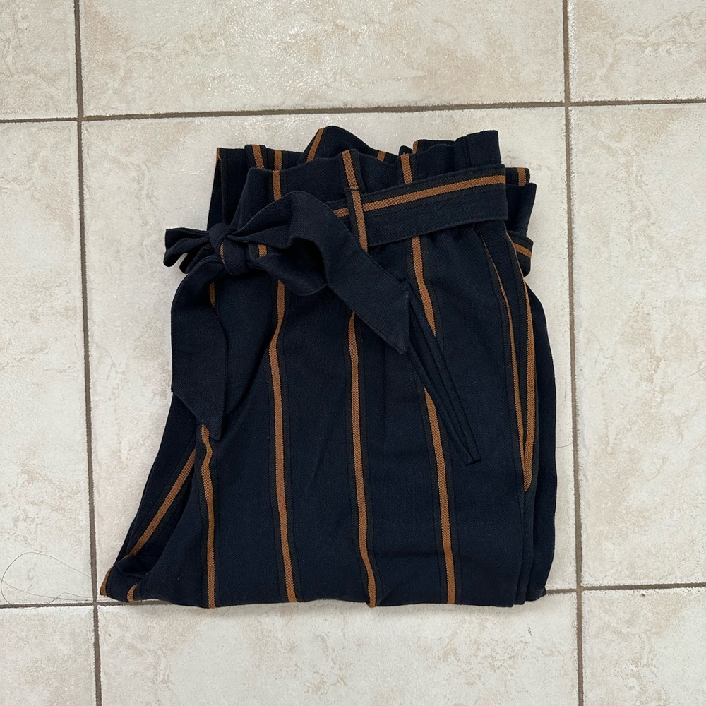 Zara Navy Striped Trousers